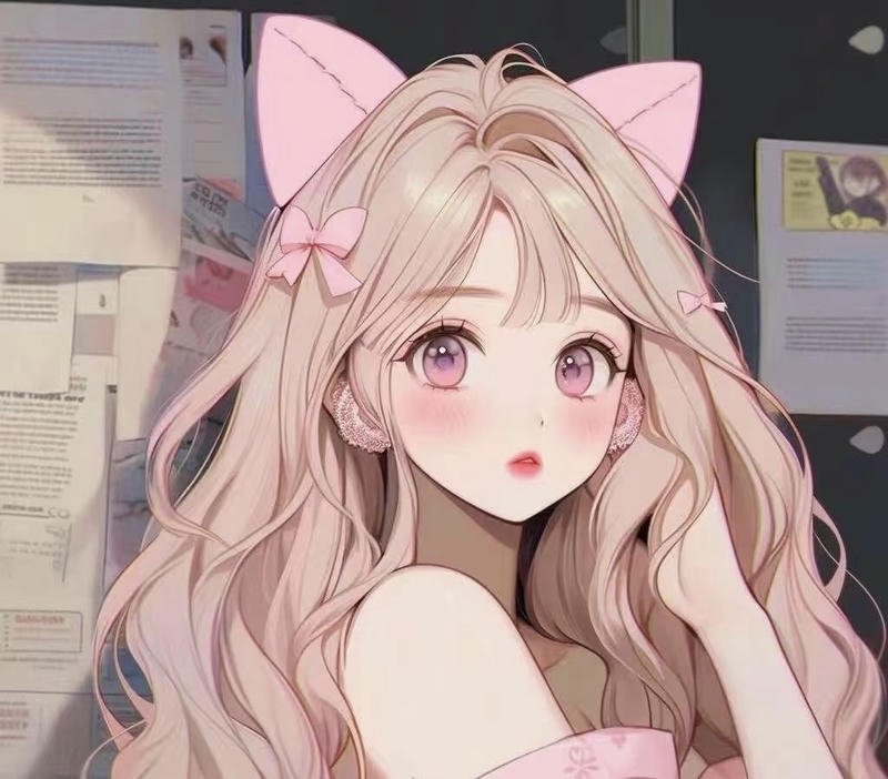 Hình ảnh anime nữ cô gái tóc vàng dài với ánh mắt sáng