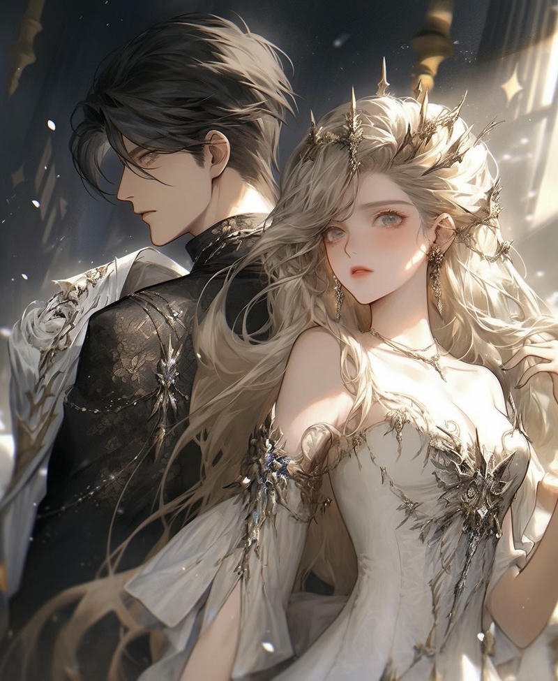 Hình ảnh cưới anime cô dâu đội khăn voan dài