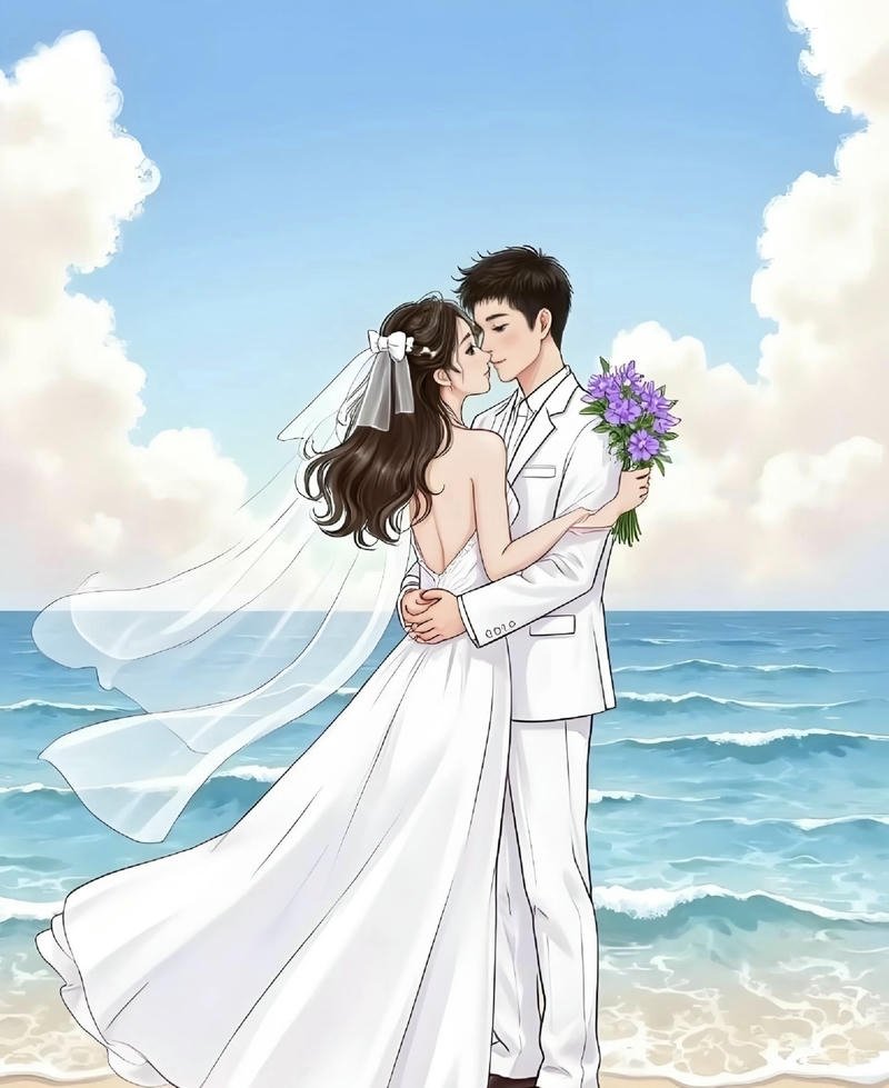 Hình ảnh cưới anime đôi nam nữ mặc trang phục cưới