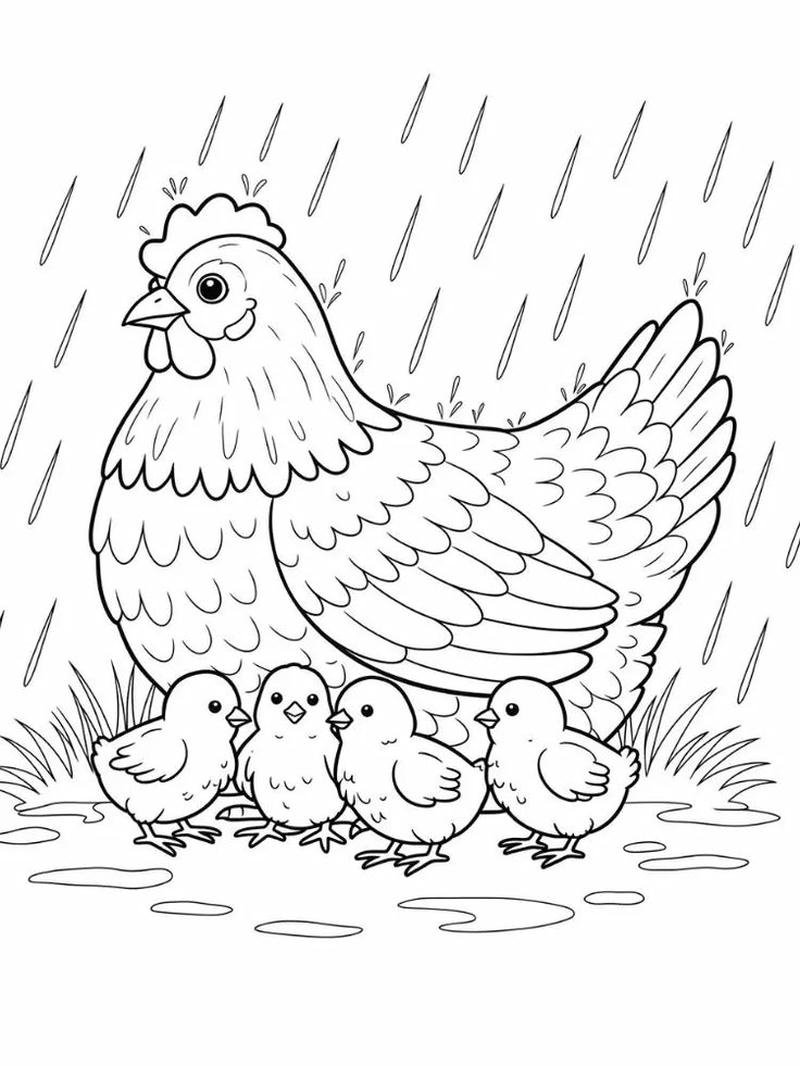Hình ảnh gà tô màu tạo hình dễ thương nổi bật