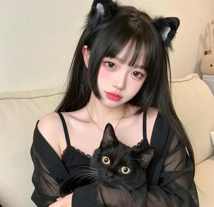 Hình ảnh gái cosplay mèo tạo dáng nhẹ nhàng