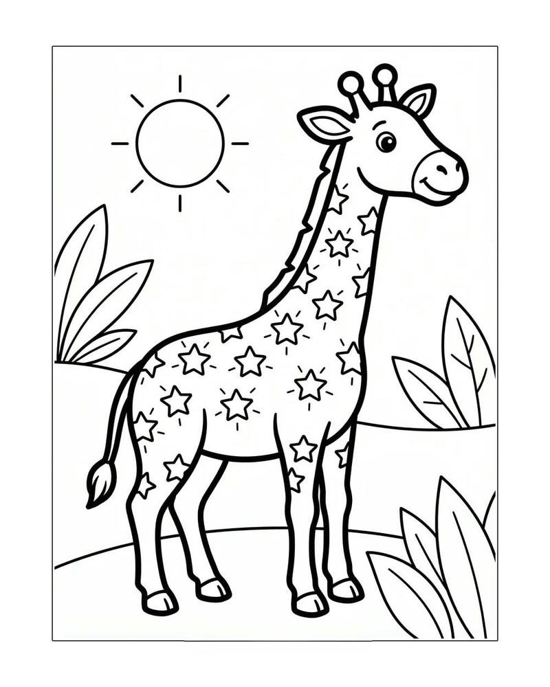 Hình ảnh hươu cao cổ tô màu tạo hình sinh động