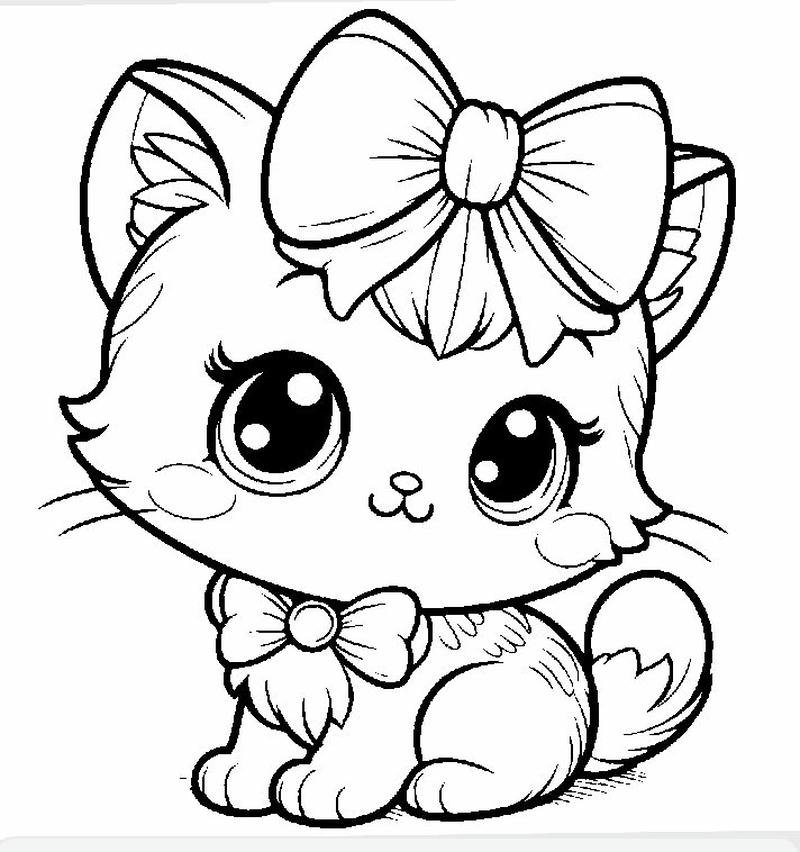 Hình ảnh mèo tô màu tạo hình đáng yêu nổi bật