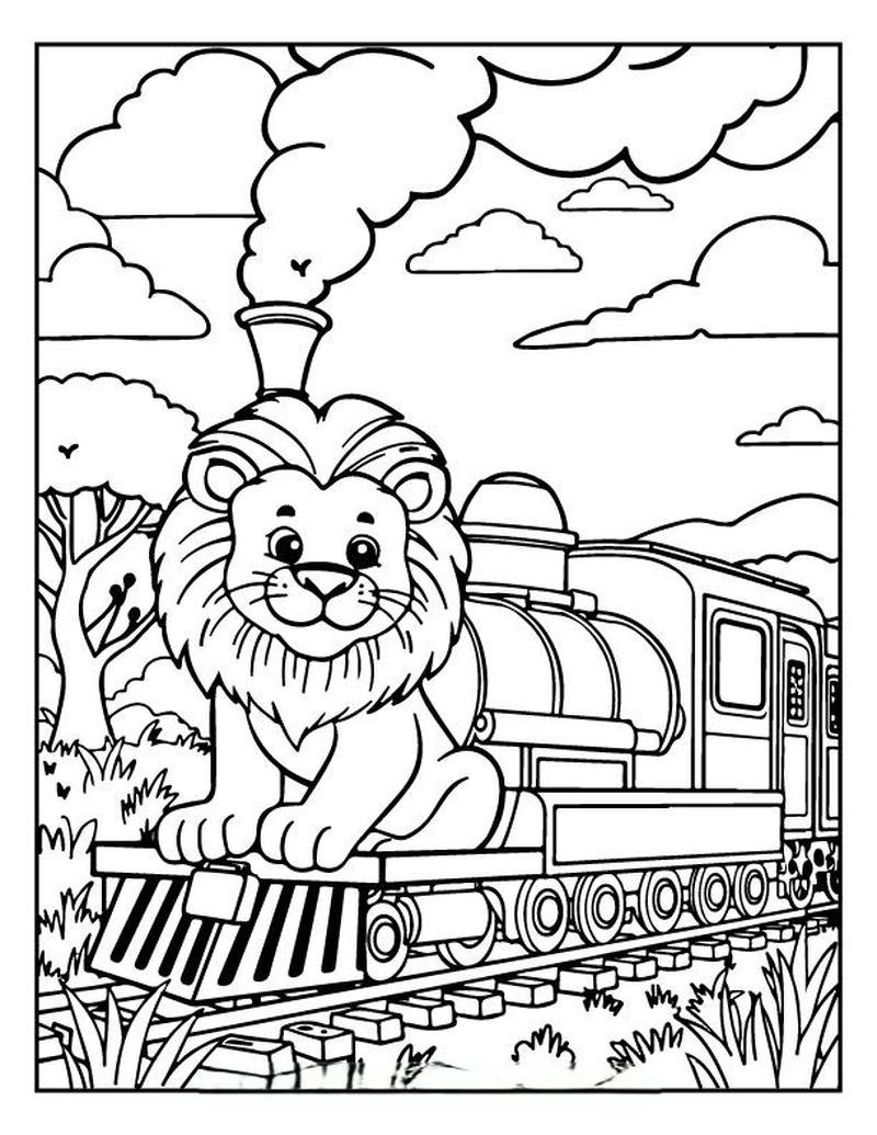 Hình ảnh sư tử tô màu phong cách ngộ nghĩnh