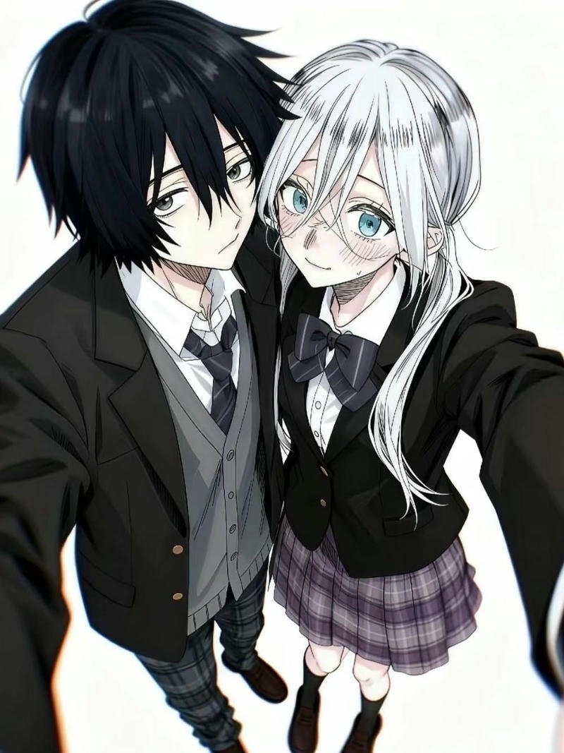 Hình anime cặp đôi đôi nhân vật tựa gần nhau