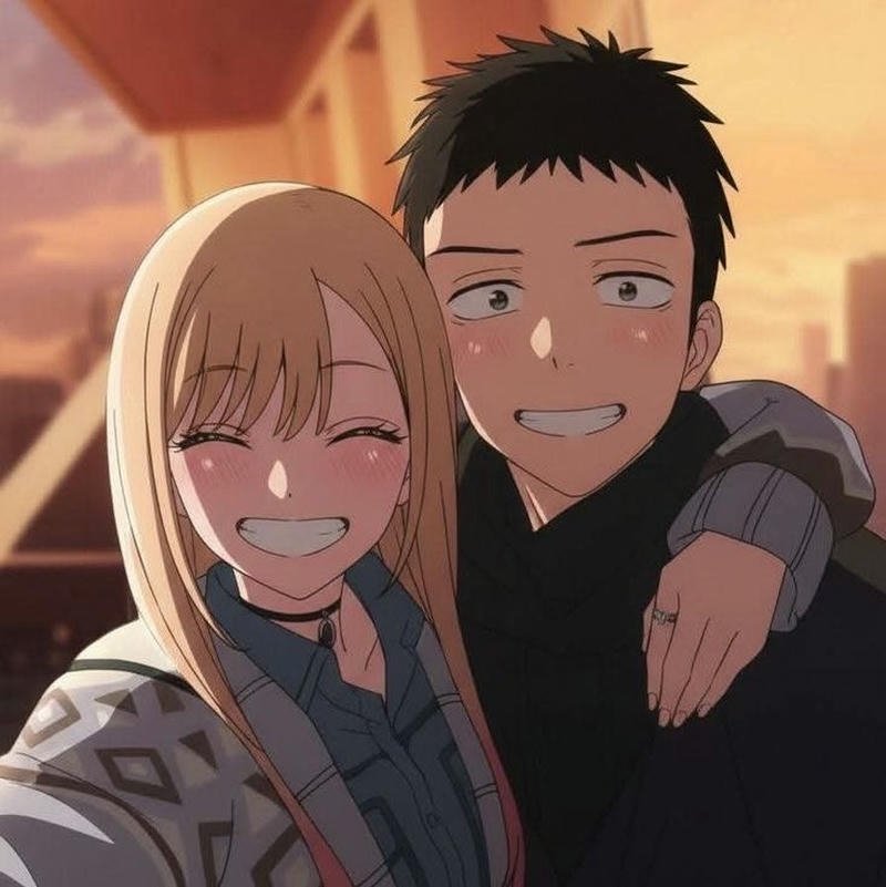 Hình anime cặp đôi hai người kề bên nhau