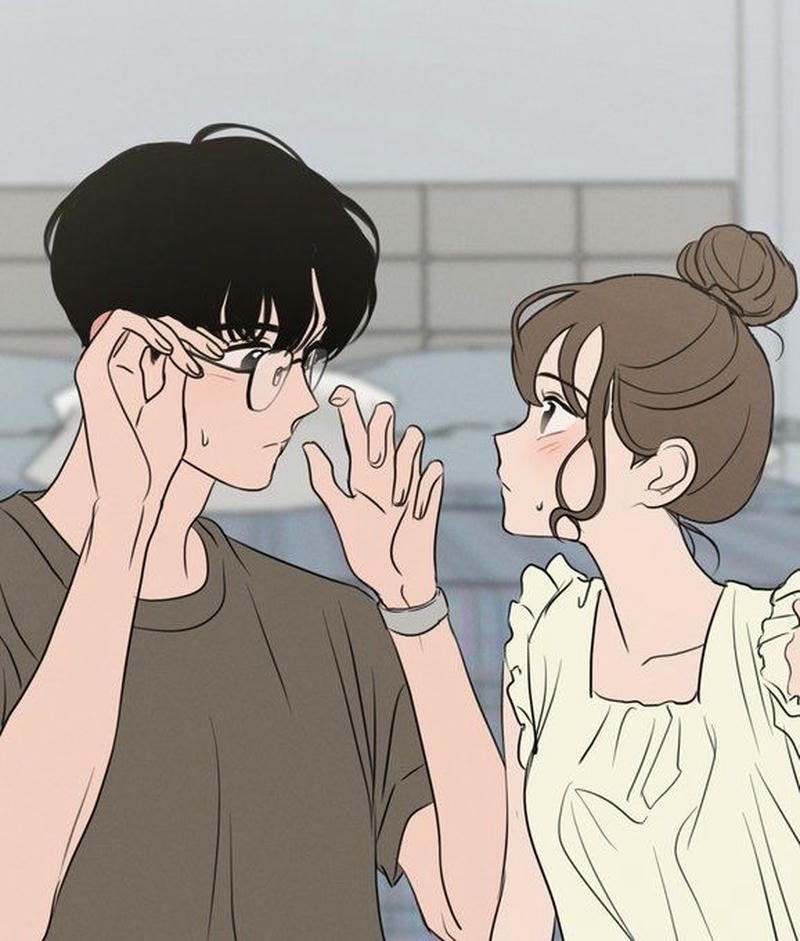 Hình anime cặp đôi hai nhân vật quay về phía nhau