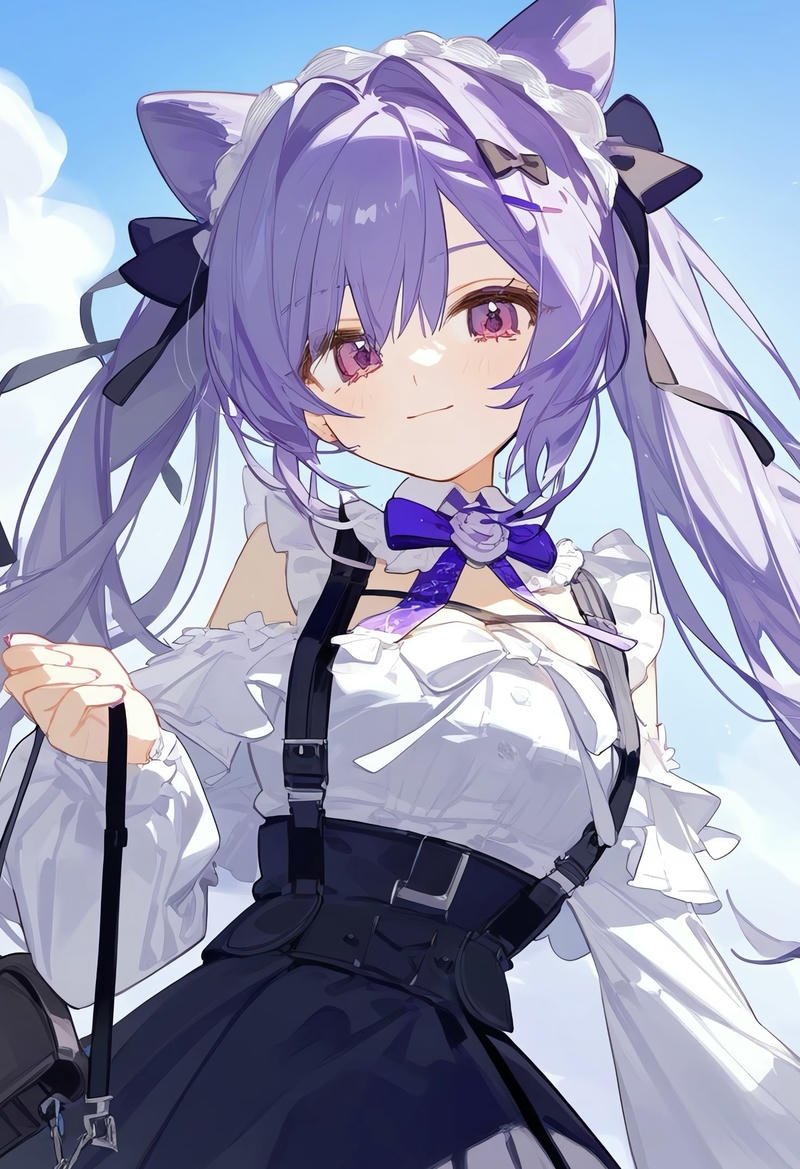 Hình anime cô gái hầu gái với phong cách kawaii đáng yêu