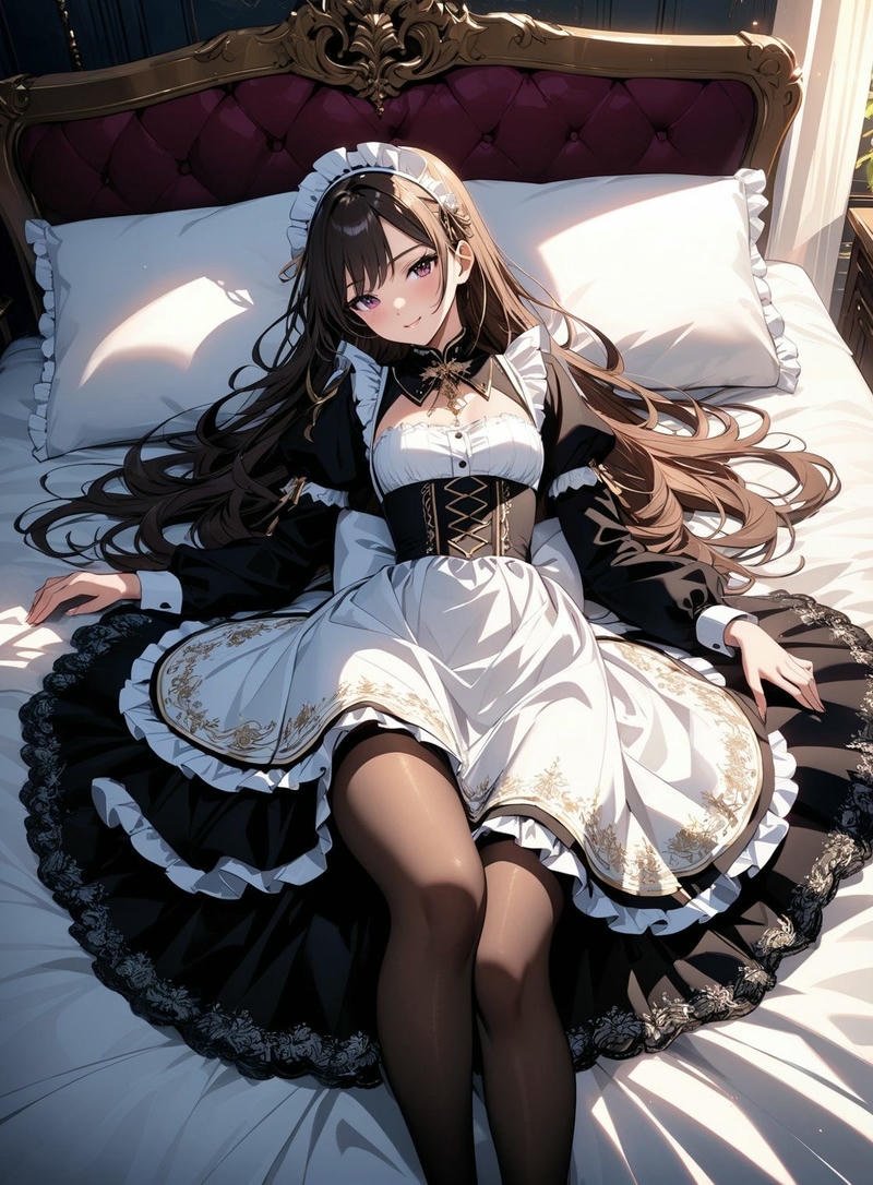 Hình anime cô gái mặc váy hầu gái phong cách dễ thương