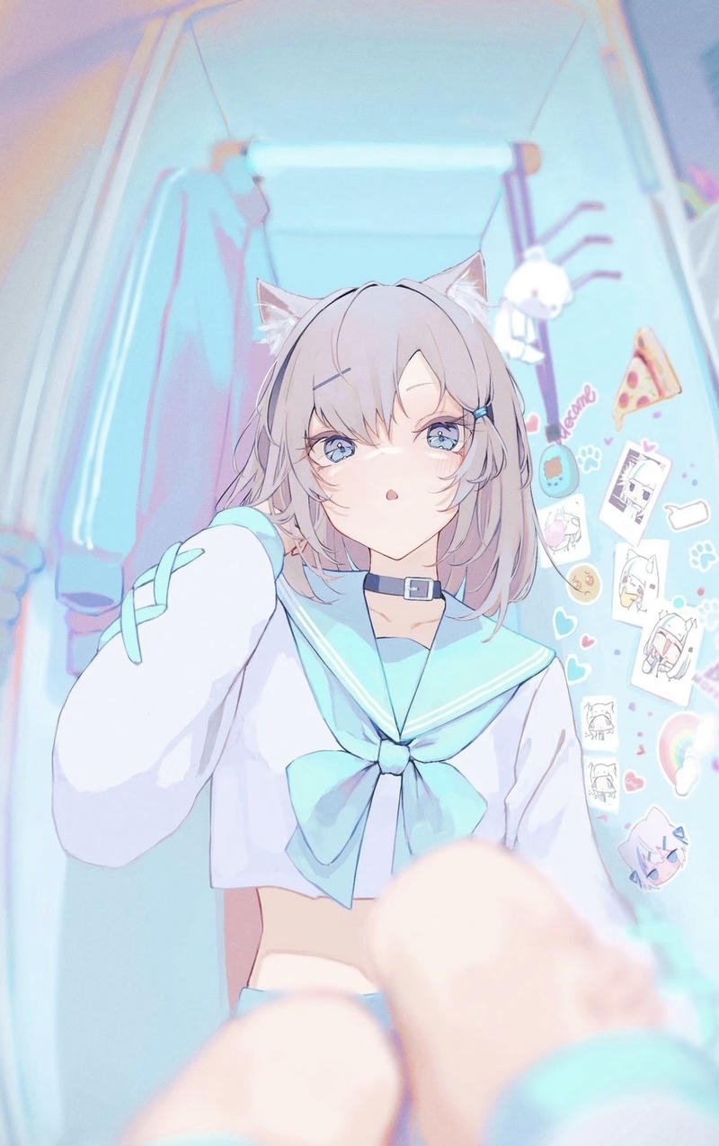 Hình anime cô gái phong cách dễ thương với ánh sáng dịu