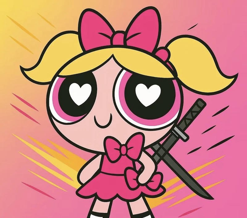 Hình anime cute cô bé tóc ngắn với nơ nhỏ