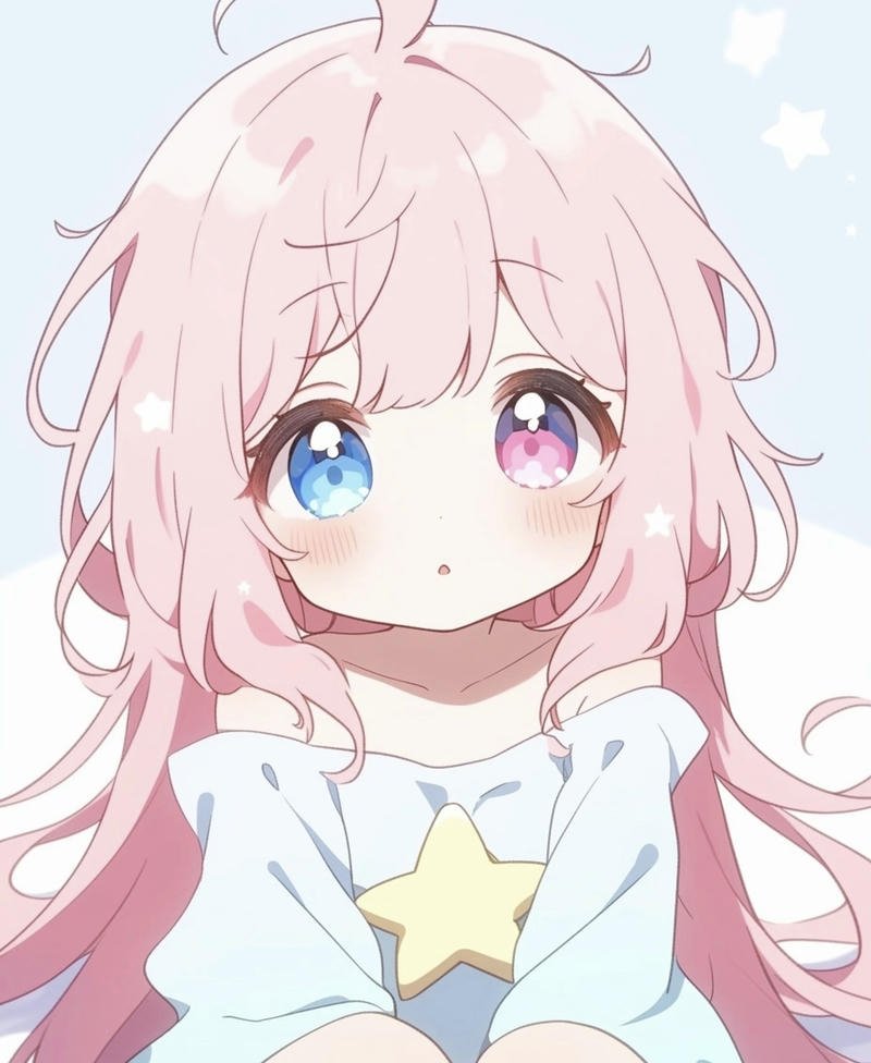 Hình anime cute cô gái tóc hồng với váy xinh