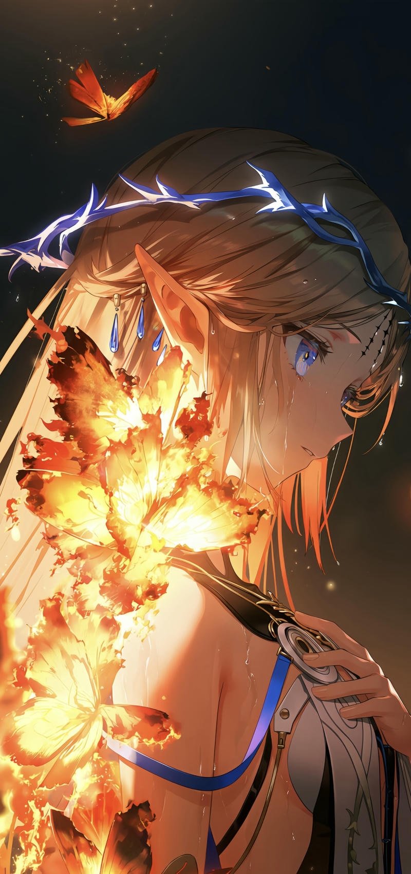 Hình anime đẹp phong cách fantasy với ánh sáng huyền ảo