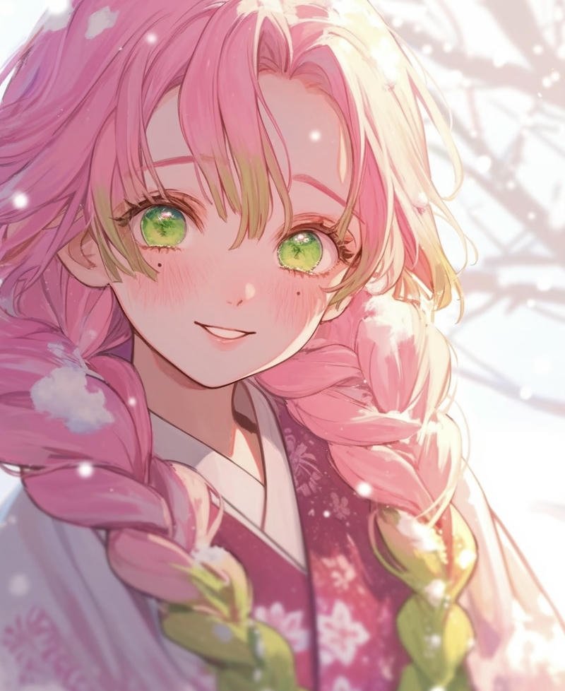 Hình cô gái anime tóc hồng dài dễ thương anime nữ