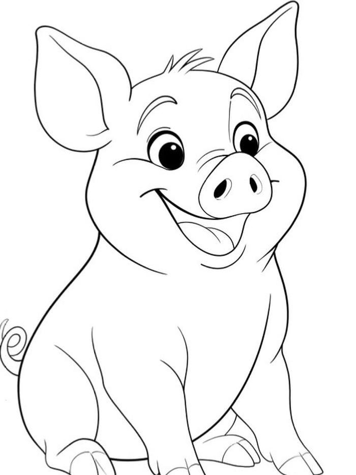 Hình con heo tranh vẽ dành cho tô màu