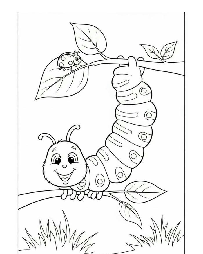 Hình con sâu tranh vẽ luyện tập tô