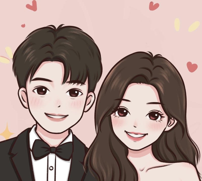 Hình cưới anime đôi nam nữ hoạt hình ngày thành hôn