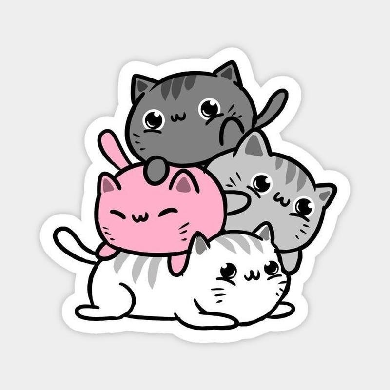 Hình dán mèo con nhỏ với gương mặt tươi tắn