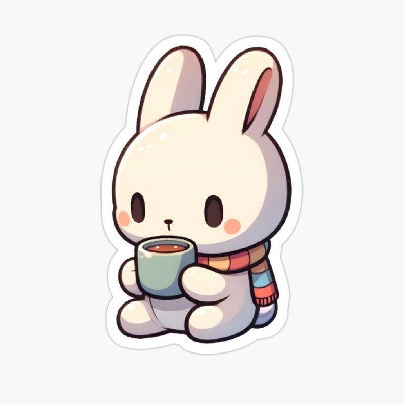 Hình dán thỏ tai dài với biểu cảm vui vẻ