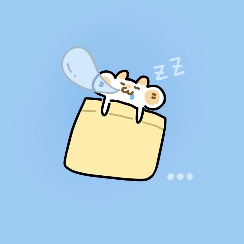 Hình meme ngủ ngon với biểu cảm mệt mỏi đáng yêu