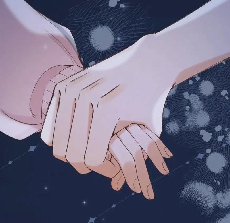 Hình nắm tay anime đôi nam nữ chạm tay