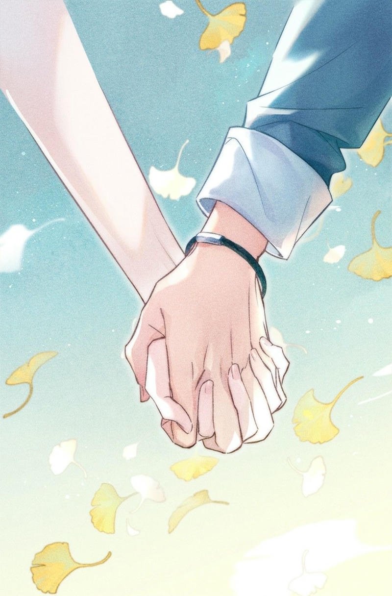 Hình nắm tay anime hai người nắm tay bước đi