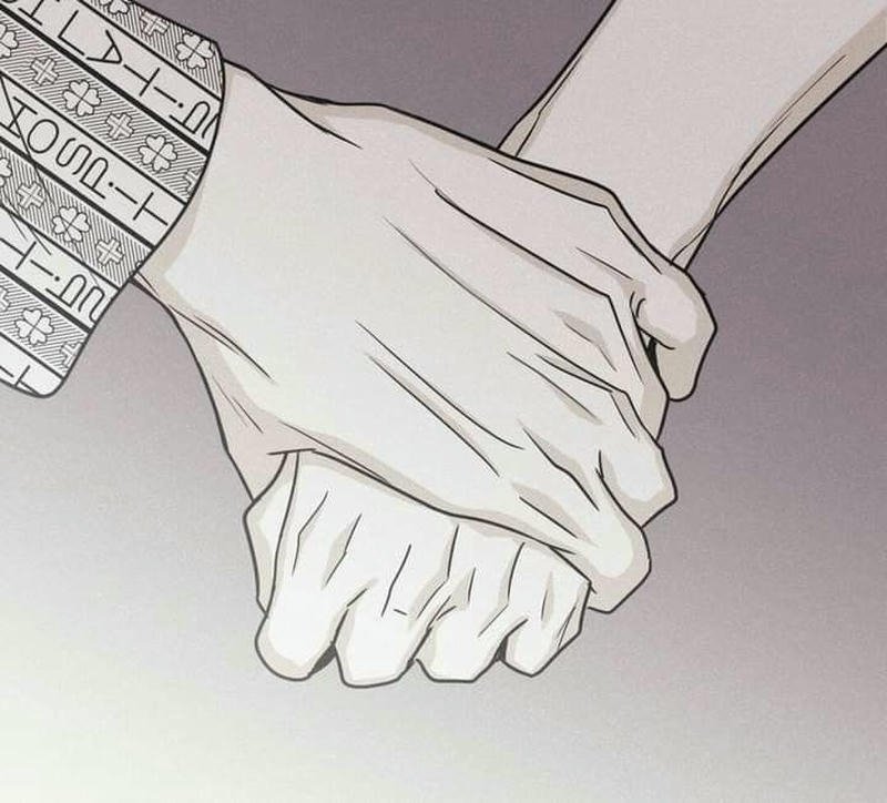 Hình nắm tay anime hai nhân vật chạm tay
