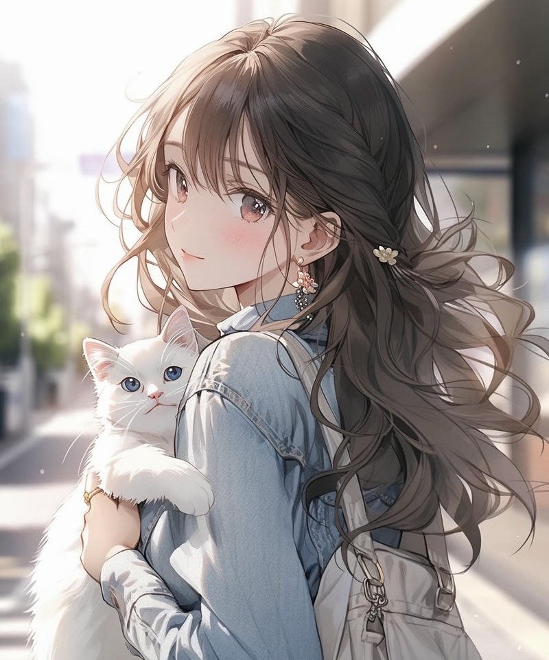 Hình nhân vật nữ tóc dài với đôi mắt to anime nữ