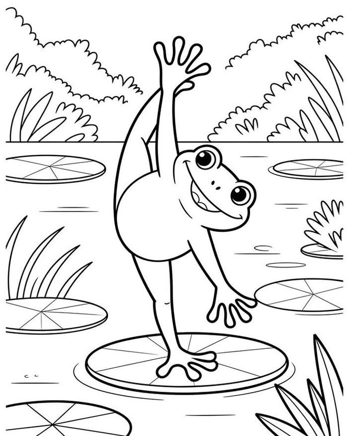 Hình tô màu con ếch đường nét đơn giản