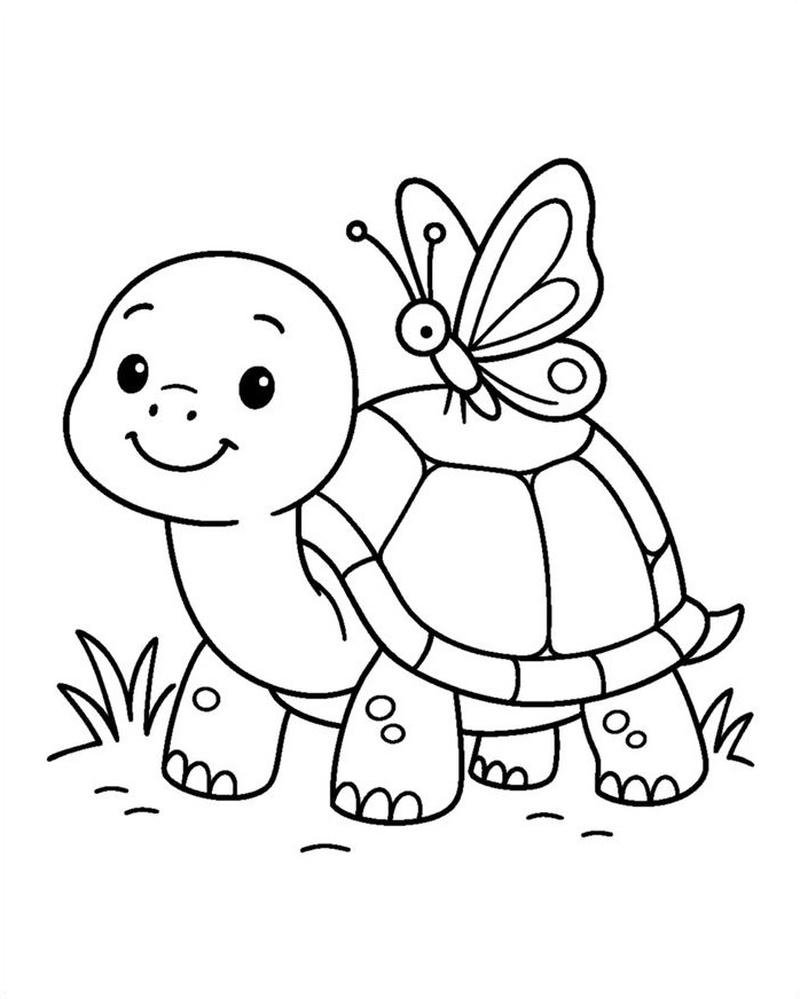 Hình tô màu con rùa nét vẽ rõ ràng dễ tô