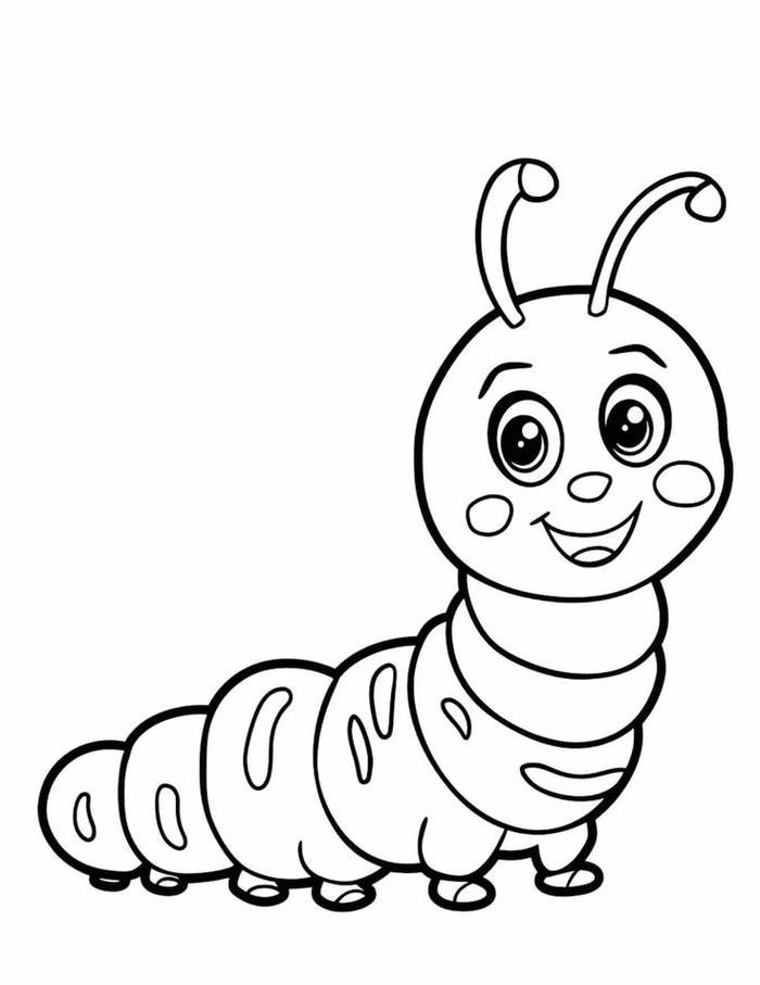 Hình tô màu con sâu nét phác họa đơn giản