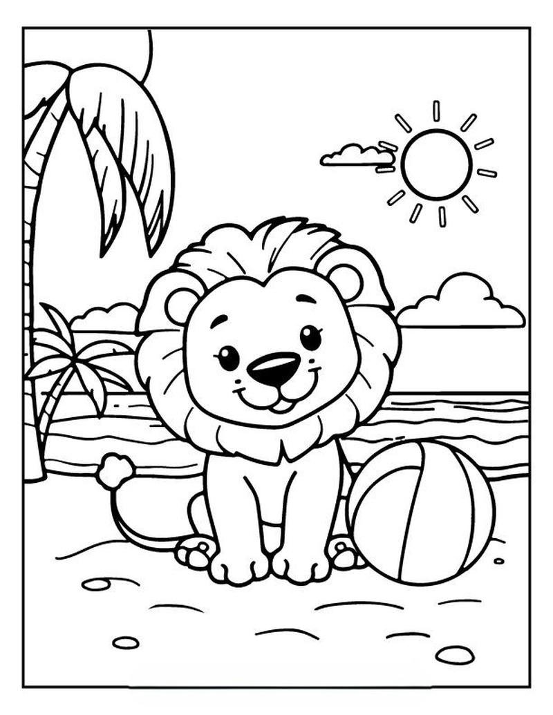 Hình tô màu sư tử nét vẽ rõ ràng dễ hiểu