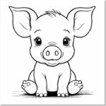 Hình vẽ con heo tập tô nét đơn giản