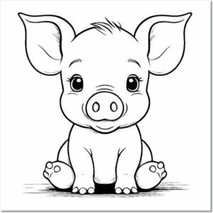 Hình vẽ con heo tập tô nét đơn giản