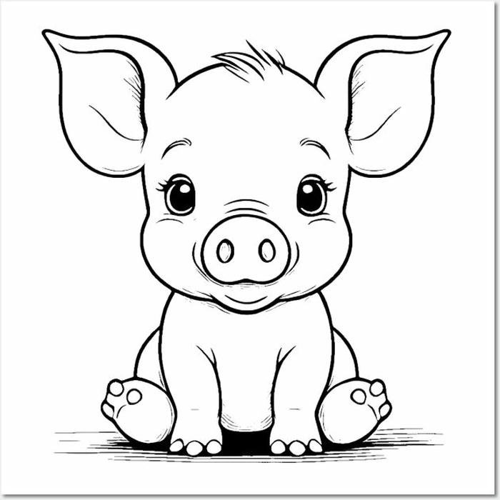 Hình vẽ con heo tập tô nét đơn giản
