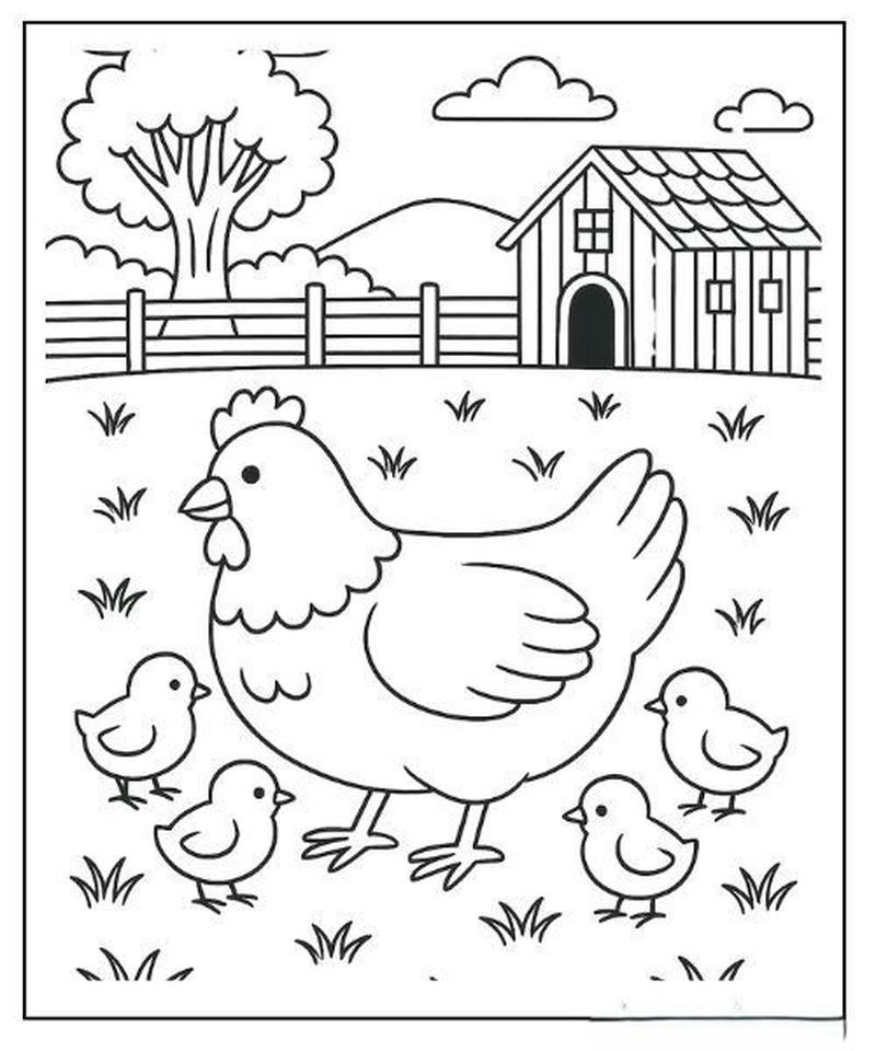 Hình vẽ gà tô màu nét vẽ linh hoạt dễ dùng