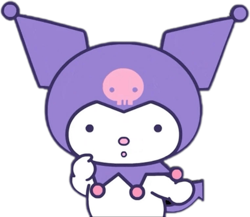 Hình vẽ hoạt hình Kuromi phong cách đáng yêu trong nhãn dán Kuromi