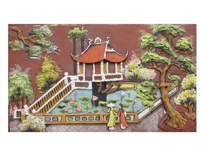 Hình vẽ kiến trúc chùa một cột phong cách đơn giản