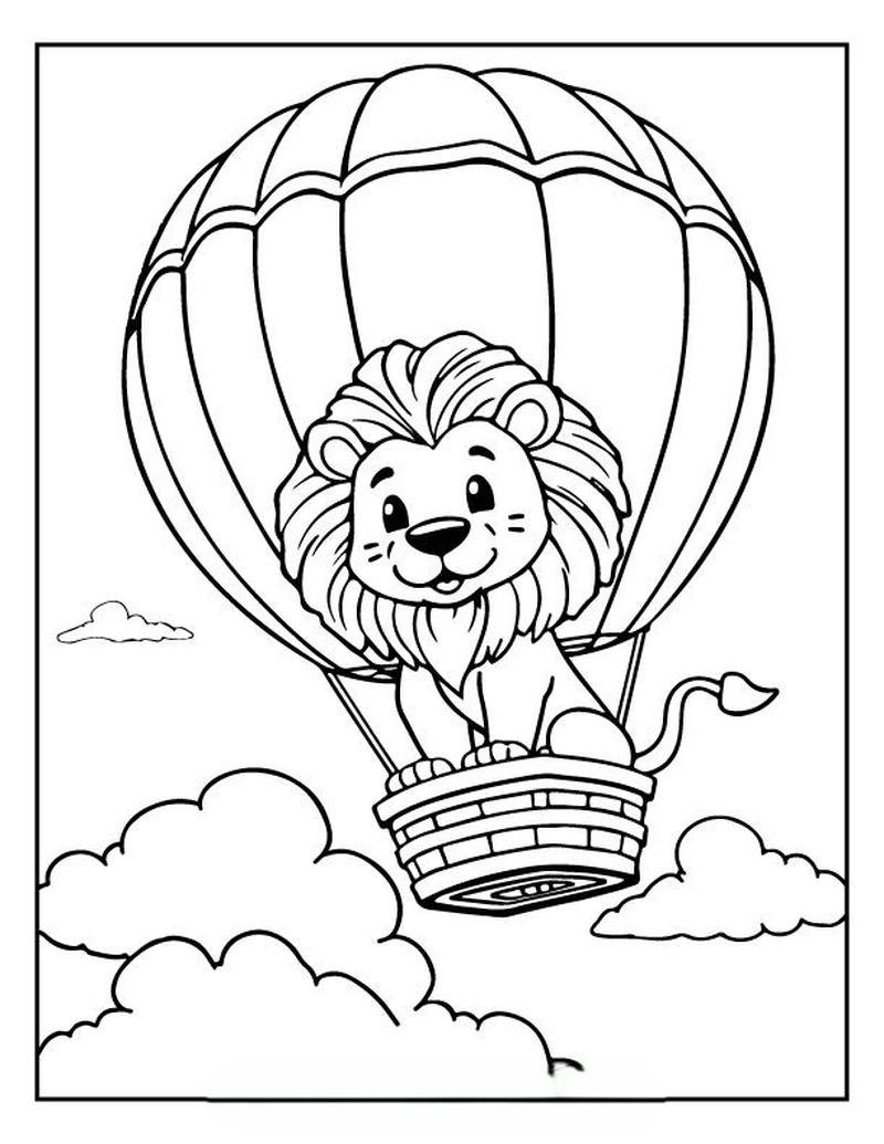 Hình vẽ sư tử tô màu phong cách dễ thương