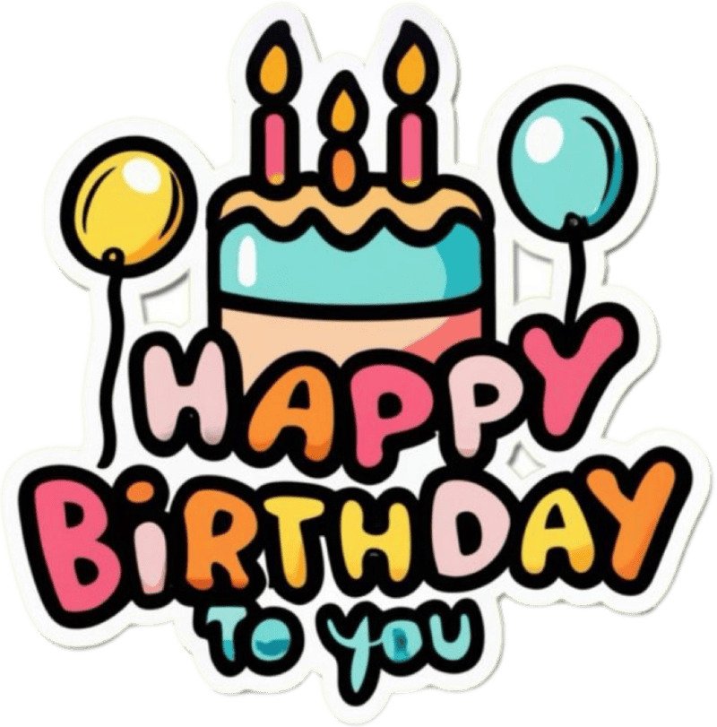 Khung chữ chúc mừng xuất hiện trên sticker sinh nhật