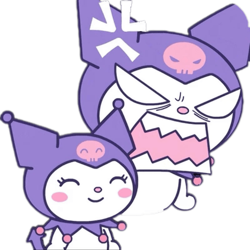 Kuromi cười tinh nghịch xuất hiện trên nhãn dán Kuromi đáng yêu