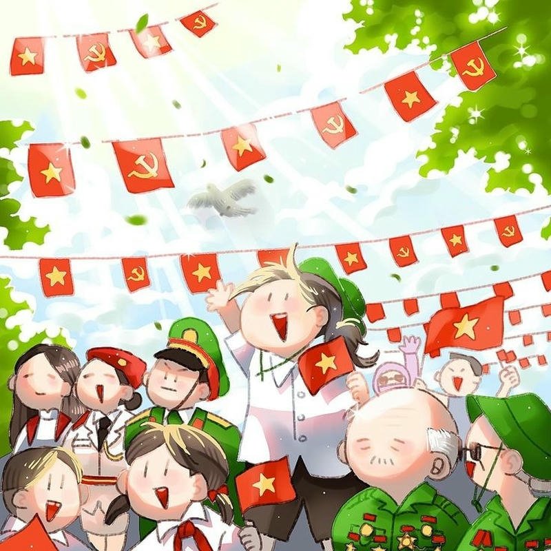 Minh họa chủ đề quốc khánh phong cách sáng tạo