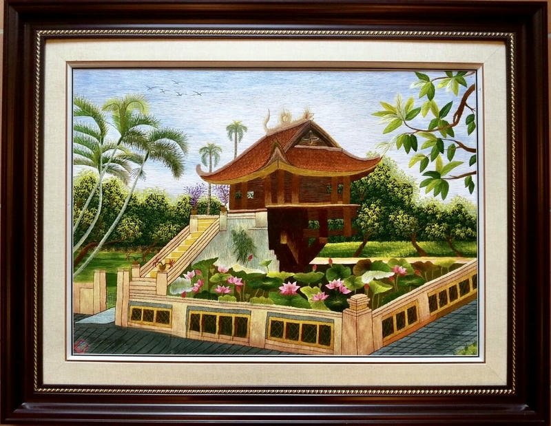 Minh họa chùa một cột phong cách nhẹ nhàng tinh tế