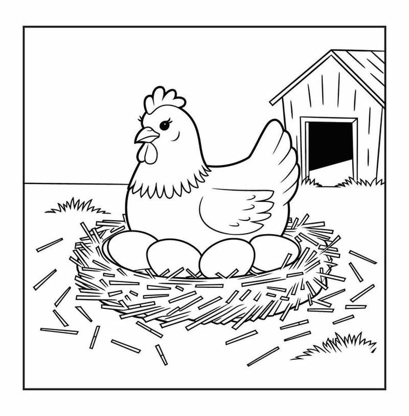 Minh họa gà tô màu phong cách tươi mới hấp dẫn