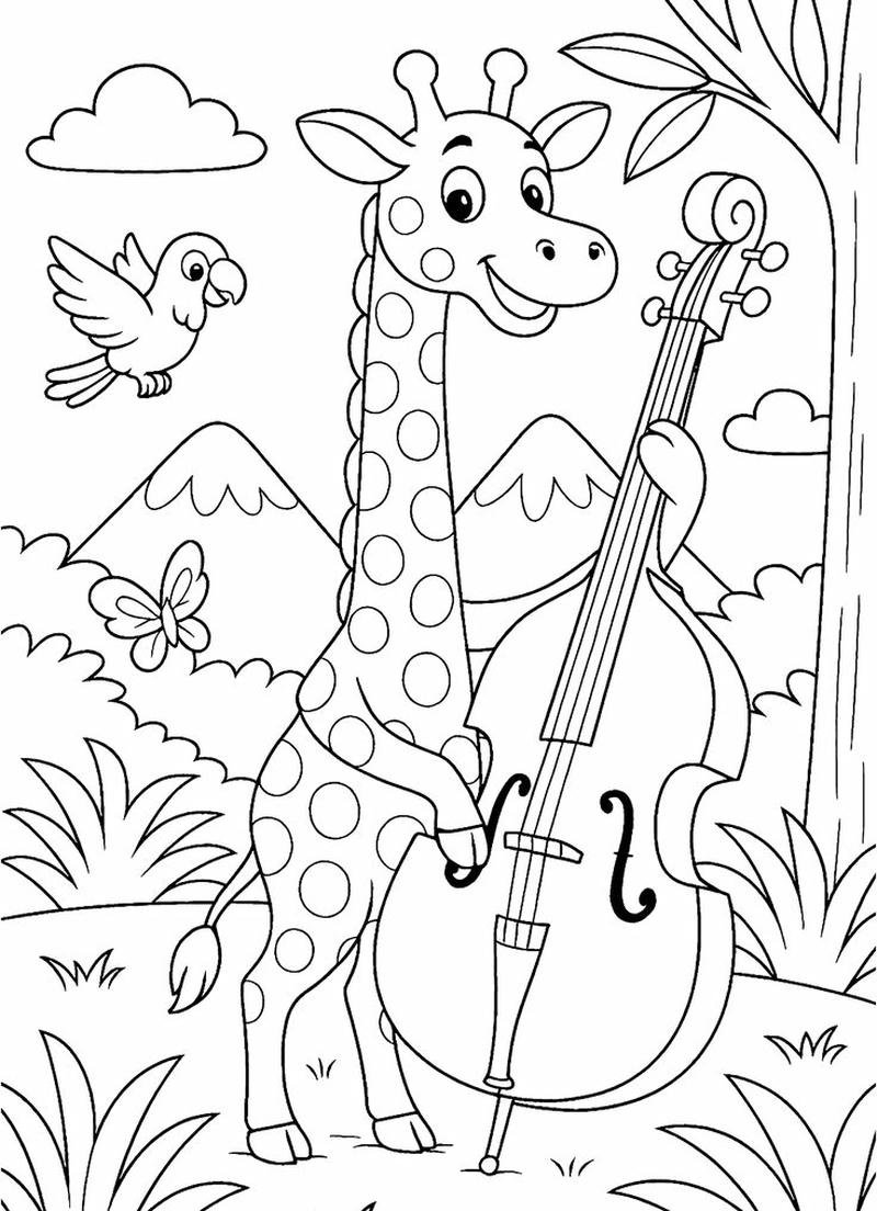 Minh họa hoạt hình hươu cao cổ tô màu dễ tiếp thu