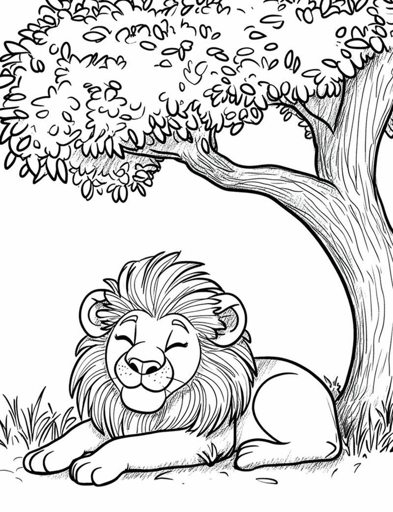 Minh họa hoạt hình sư tử tô màu dễ tiếp cận