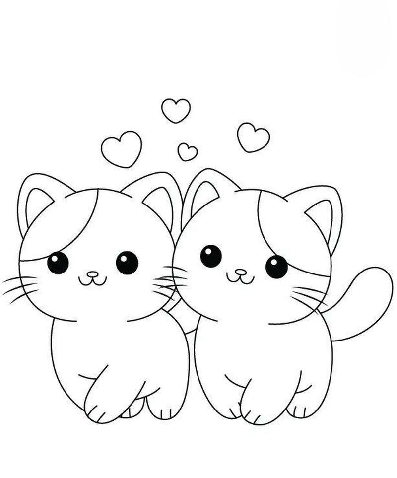 Minh họa mèo hoạt hình tô màu phong cách mới lạ