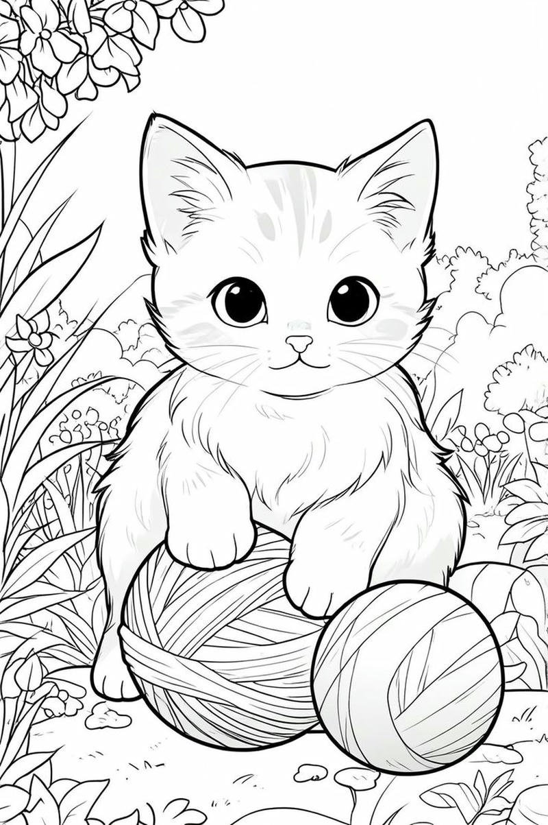 Minh họa mèo tô màu phong cách linh hoạt sáng tạo