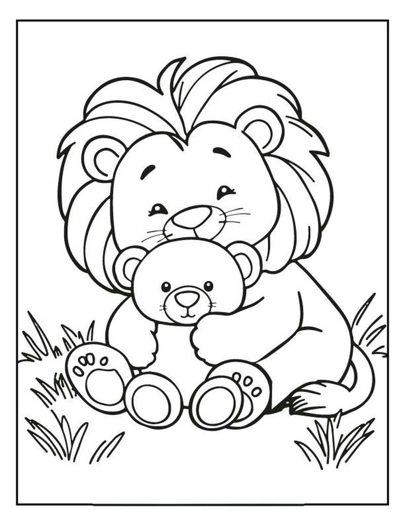 Minh họa sư tử cho bé tô màu sinh động