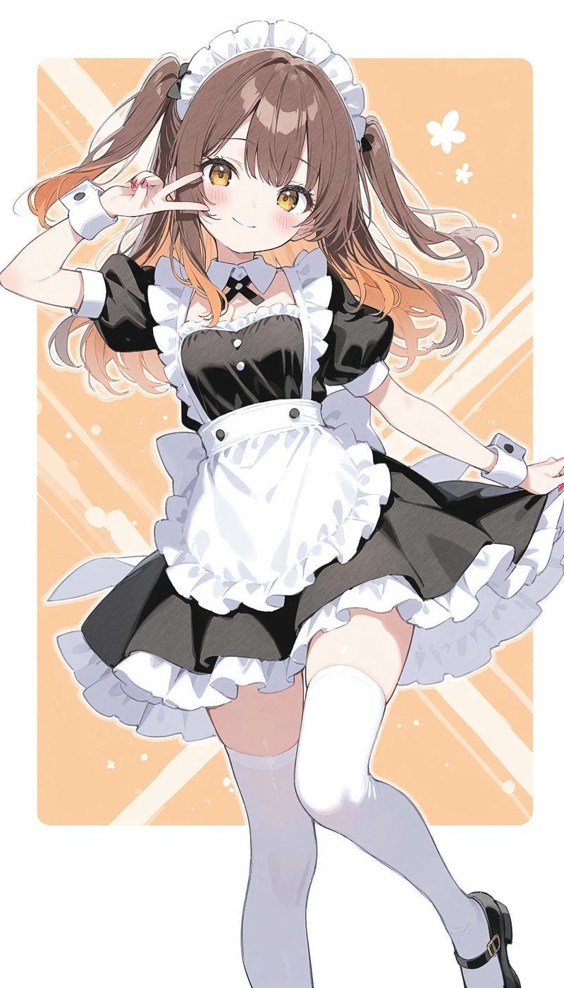 Nhân vật anime nữ hầu gái phong cách dễ thương nhẹ nhàng